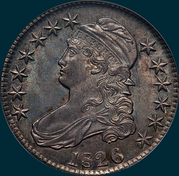 1826 O-101, capped bust half dollar