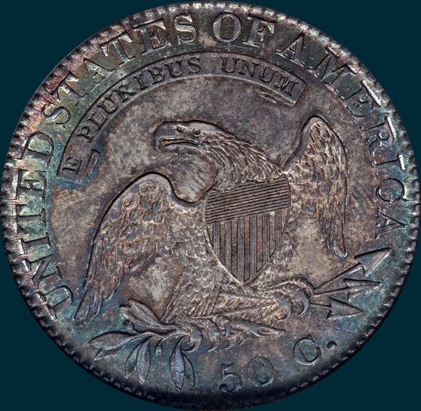 1822 O-102, capped bust half dollar