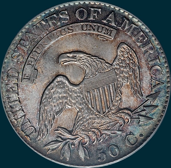 1825, O-114 capped bust half dollar