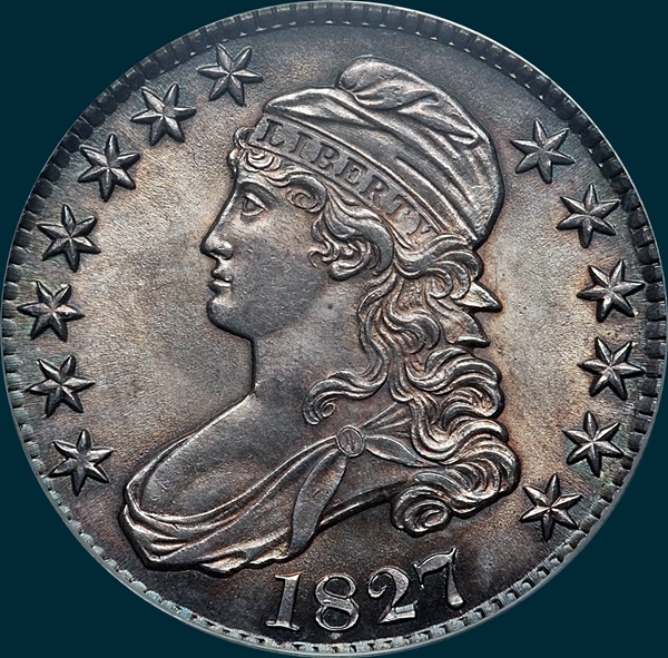 1827, o-110, capped bust, half dollar