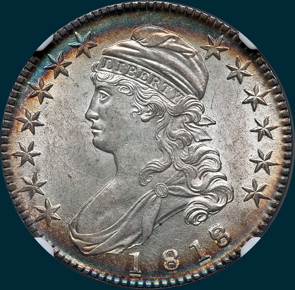 1818, O-102a, 8 over 7, Small 8, Capped Bust, Half Dollar