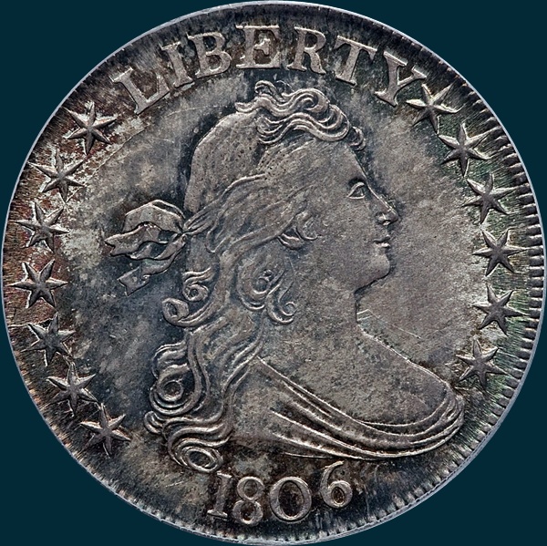 1806, O-120, Draped Bust, Half Dollar, Pointed 6, Stem