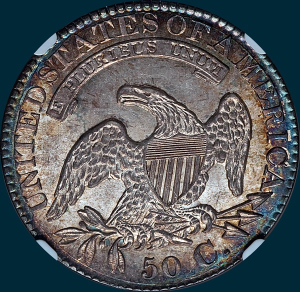 1828 O-108, square base 2 large 8's, capped bust half dollar