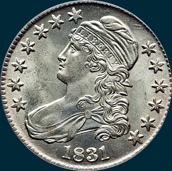 1831, O-106 capped bust half dollar