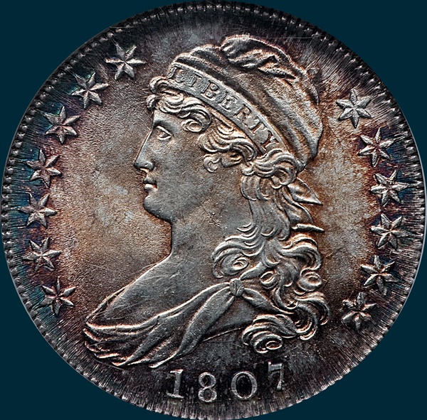 1807, O-112, 50 over inverted 5, Capped Bust, Half Dollar, 50/20