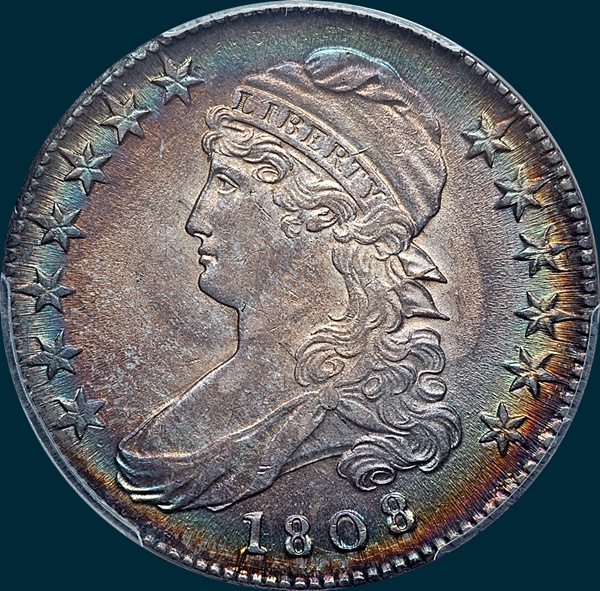 1808 O-104, capped bust, half dollar