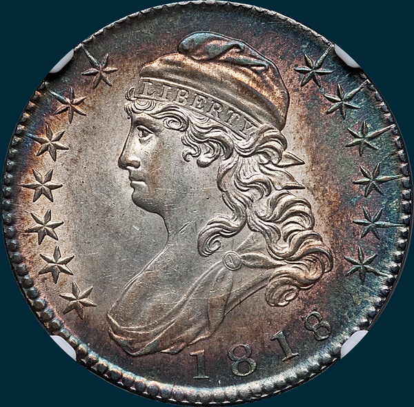 1818, O-103, 8 over 7, Large 8, Capped Bust, Half Dollar
