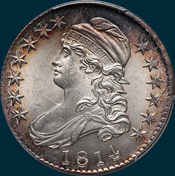 1814 O-105, Capped bust half dollar