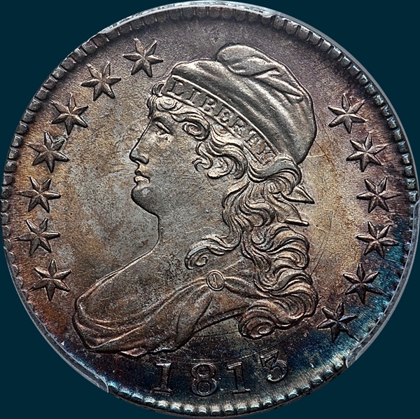 1813, O-101, R2, 50 C over UNI, Capped Bust, Half Dollar