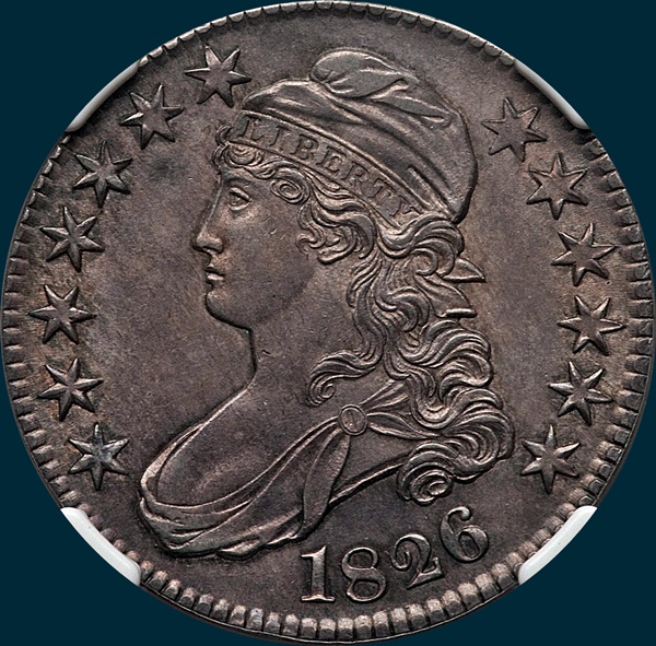 1826 O-113, capped bust half dollar