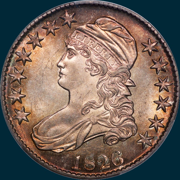 1826, O-105, Capped Bust, Half Dollar