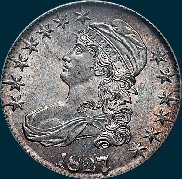 1827/6 O-102, Capped bust half dollar