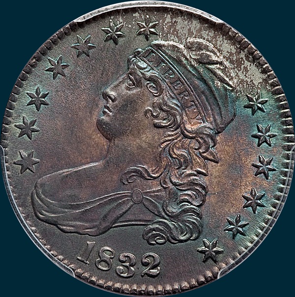 1832 O-115 capped bust half dollar